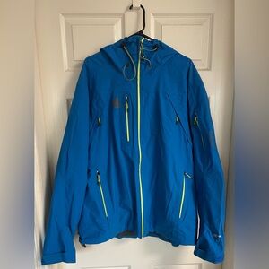 All weather light weight; 1st gen co brand. POW skirt removable, great jacket.